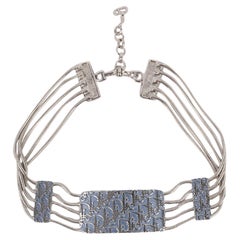 Christian Dior Silvery Metal Choker Necklace