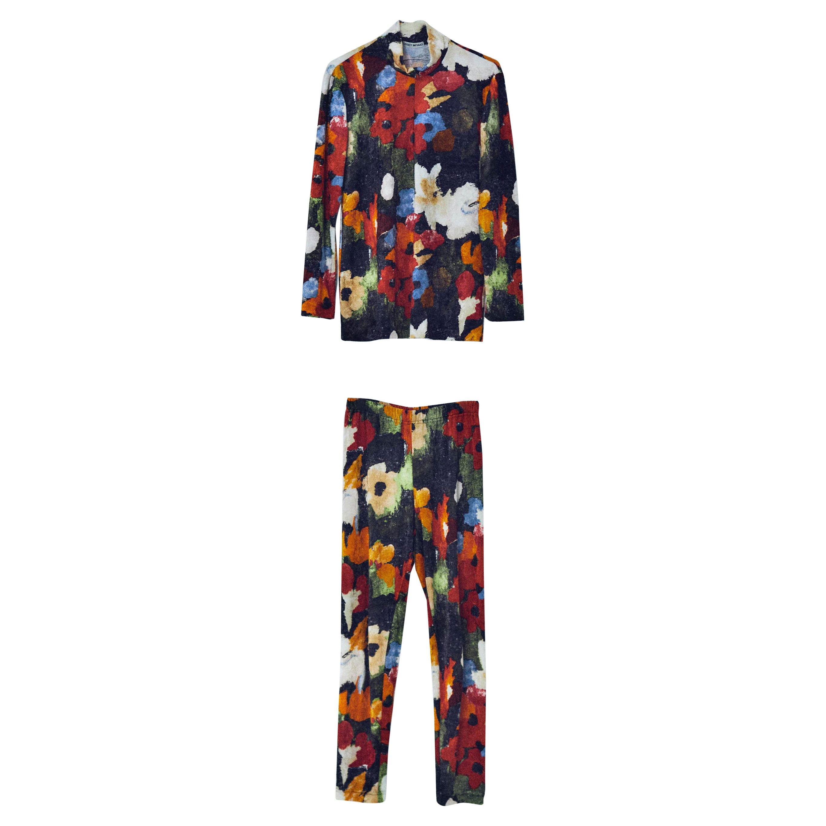 F/W 1996 Issey Miyake Velvet Floral Ensemble For Sale