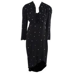 Gianfranco Ferre Black Suede Dress and Bolero with Rhinestones - 8 - 1980's 7