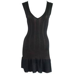 Alaia Black Knit V-Neck Sleeveless Dress - XS