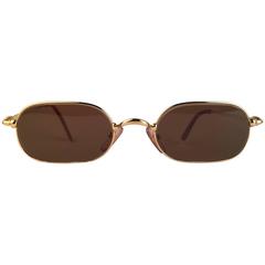 Cartier Deimios Gold Plated Solid Brown Lens France 1990 Sunglasses