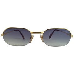 Vintage New Cartier Ascot Vendome Gold 53mm Half Frame Sunglasses Elton John France