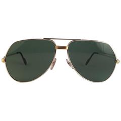 Nouveau Cartier Aviator Platinum 62mm Large Vendome Grey Lenses Lunettes de soleil France