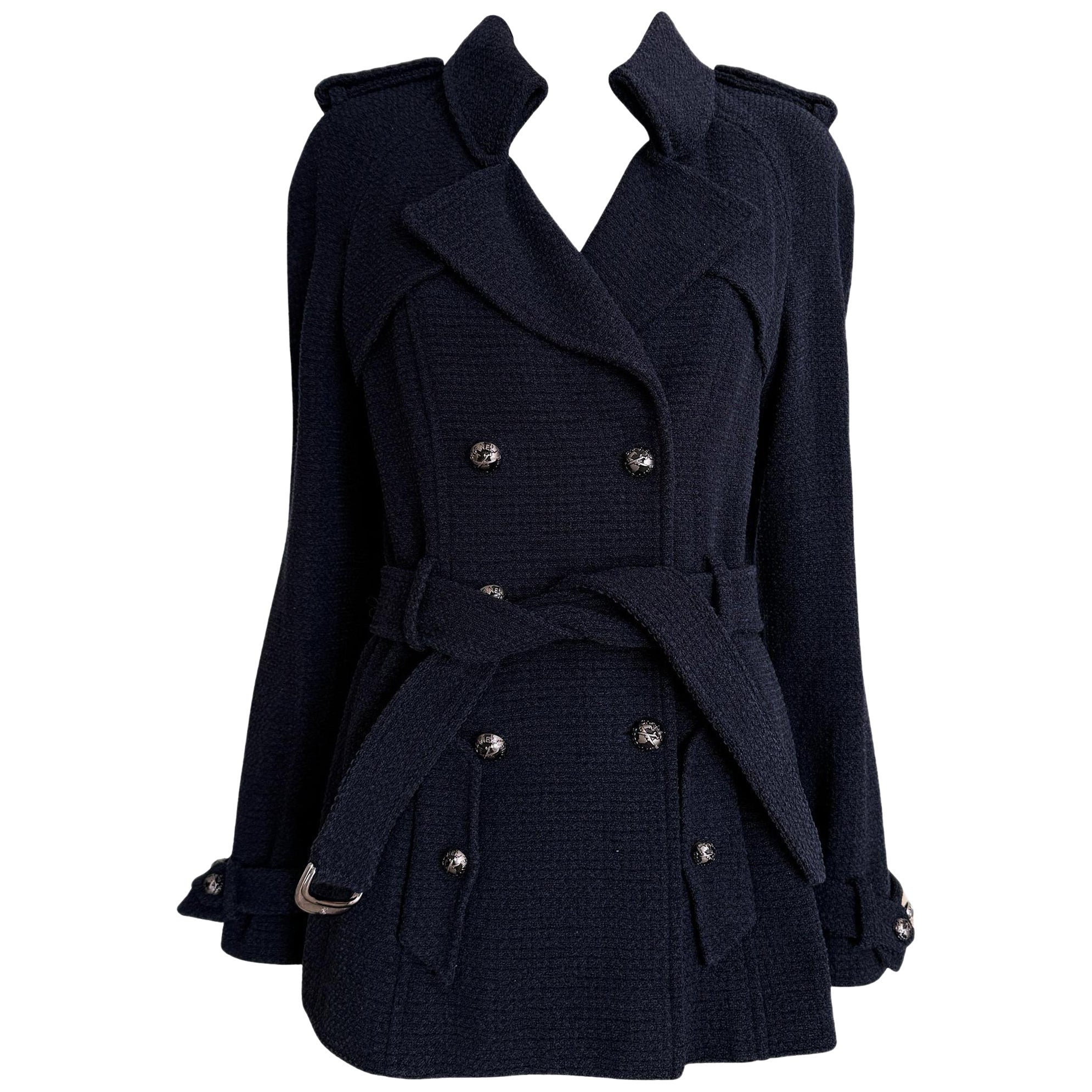 Trench-coat Chanel Rare Vintage Airplane Collection en tweed 38 FR en vente