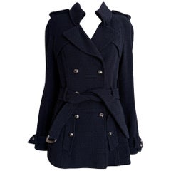 Chanel Rare Vintage Airplane Collection Tweed Trench Coat 38 FR
