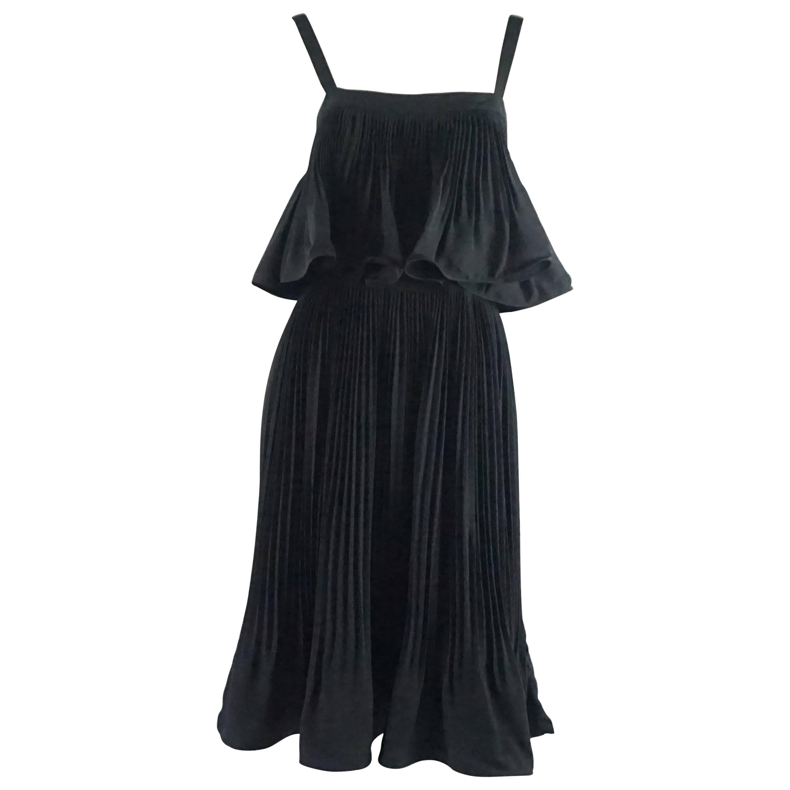 Nina Ricci Haute Couture Black Silk Pleated Dress - 4 - 1986