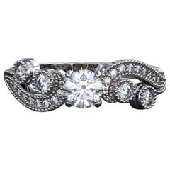 Rund geschliffener Vintage Moissanit Verlobungsring aus 14k Gold