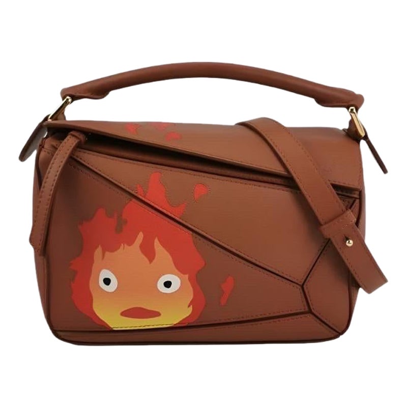 Loewe x Howl's Moving Castle Studio Ghibli Puzzle Calcifer Small Tan Caramel For Sale