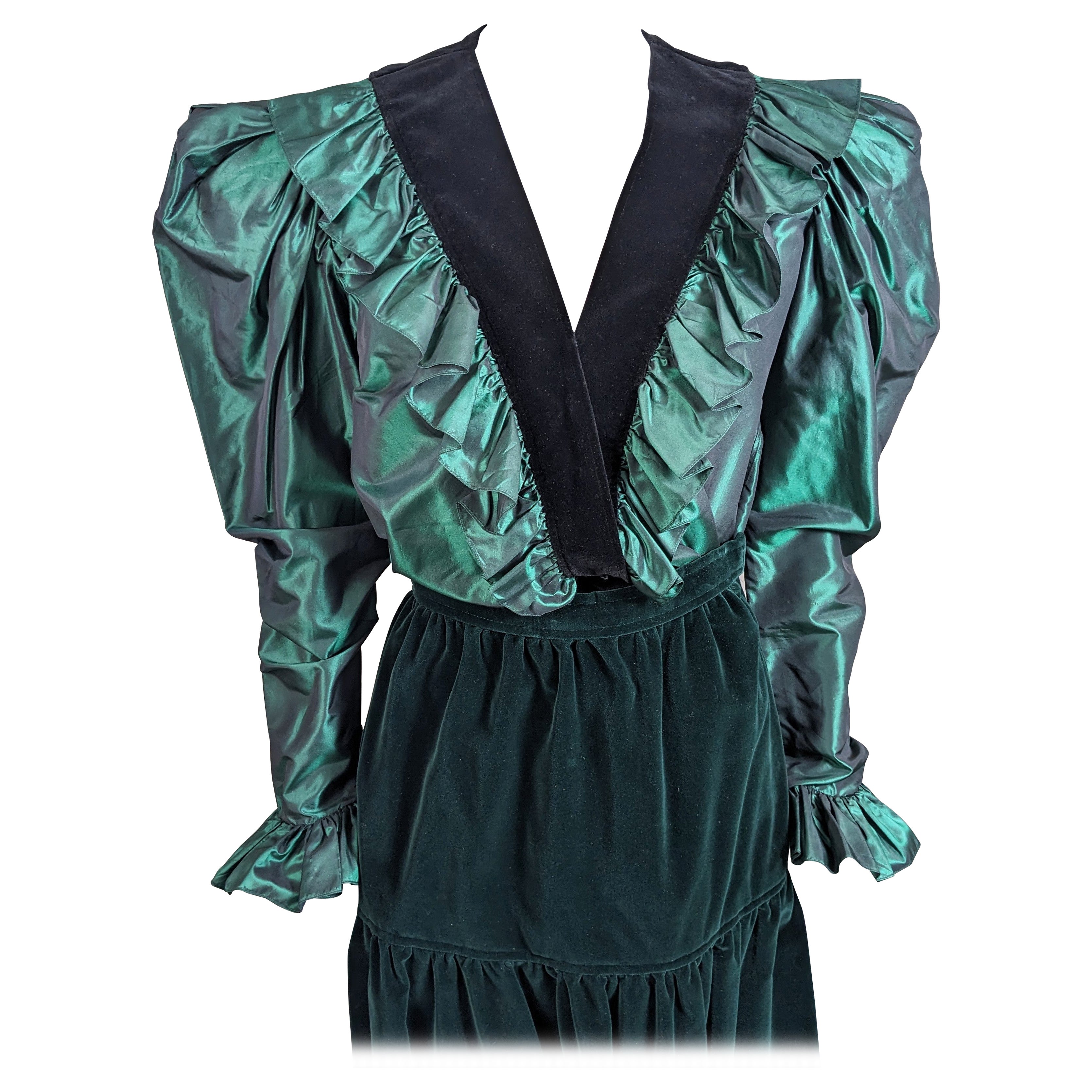 Yves Saint Laurent Silk Taffeta Velvet Blouse, Russian Collection For Sale
