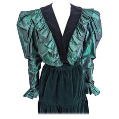 Yves Saint Laurent Seidentaft-Samtbluse aus Samt, russische Kollektion