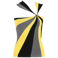 ALEXANDER McQUEEN Resort 2010 Yellow Black Gray Starburst Op Art Knit Tank Top 3