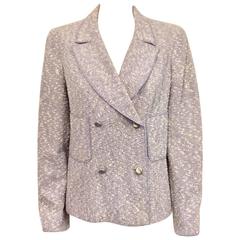 Chanel Spring Cotton/Wool Tweed Blend Pale Lavender Double Breasted Jacket 12