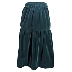 Givenchy Falda de terciopelo de algodón verde oscuro