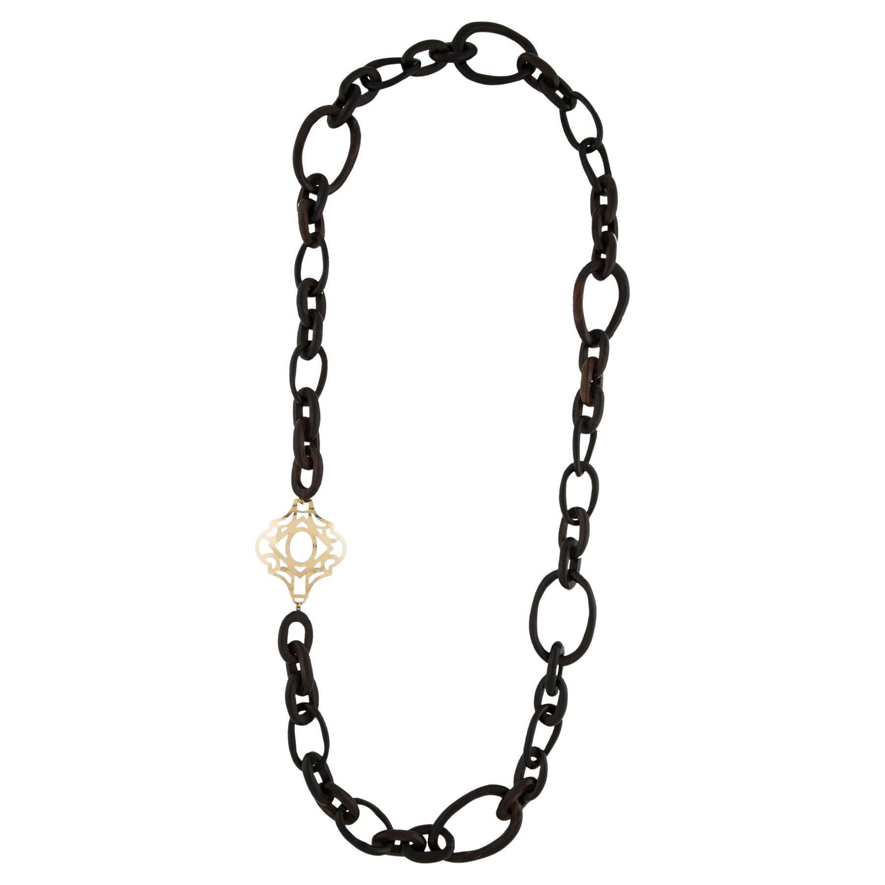 Faraone Mennella R.F.M.A.S Wood and 18K Link Station Necklace