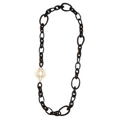 Faraone Mennella R.F.M.A.S Wood and 18K Link Station Necklace