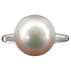 Cartier Art Deco Platinum South Sea Pearl & Diamond Ring With GIA Report
