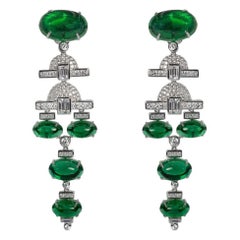 Art Deco Large Diamond Tutti Chandelier Earrings Red Carpet by Clive Kandel