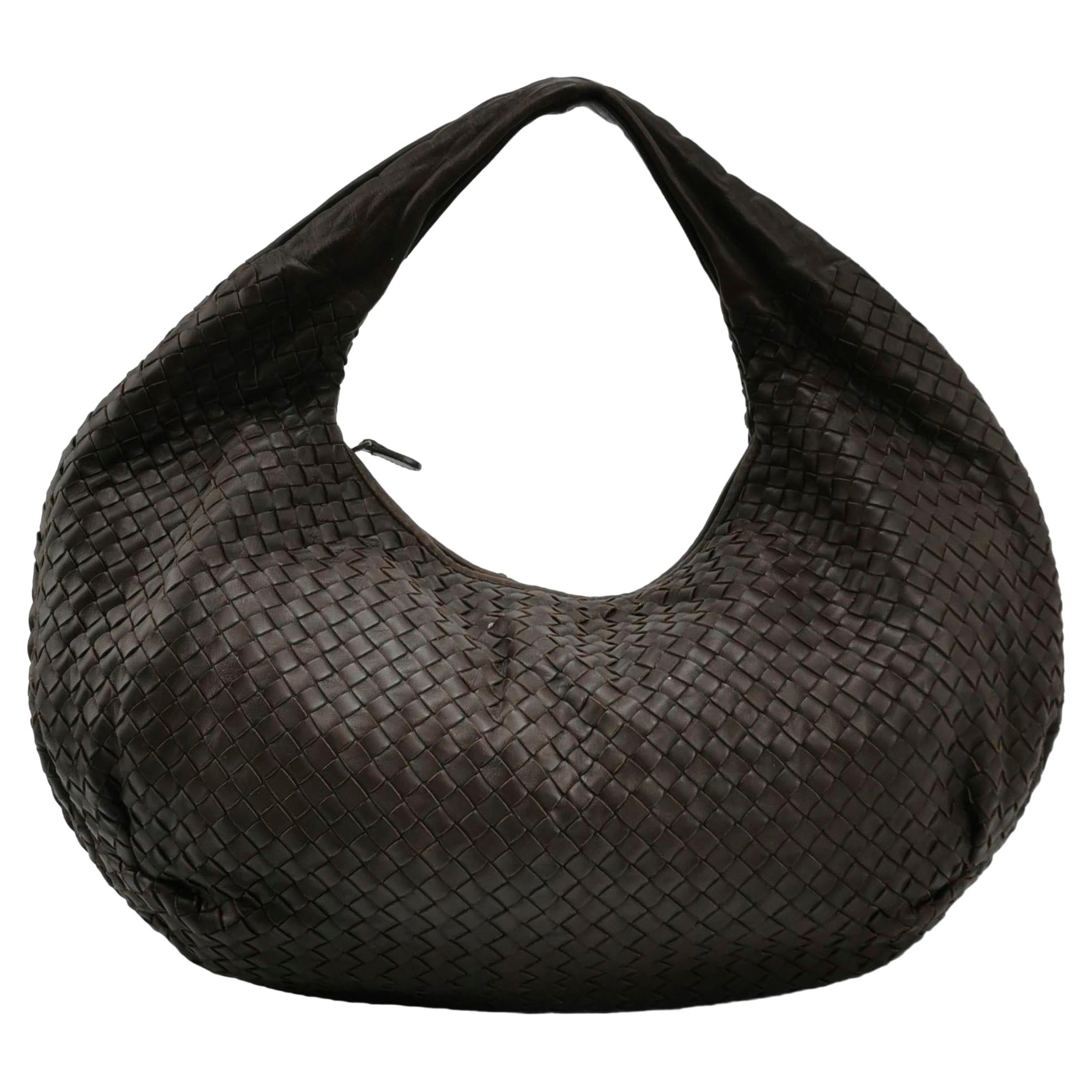 Bottega Veneta Belly Hobo Intrecciato Cuir d'agneau Chocolat Brown Maxi 55cm