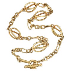 David Yurman 18K Oval Cage Figaro Necklace 16"