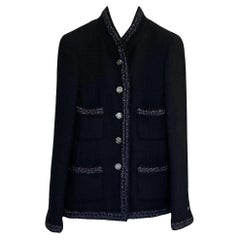 Chanel Paris / Shanghai Iconic Black Tweed Jacket 42 FR