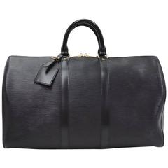 Vintage Louis Vuitton Keepall 45 Black Epi Leather Duffle Travel Bag