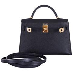 Hermes Kelly 20cm Black Epsom Gold Hardware - Incredible 1