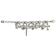 Vintage Gianni Versace gothic silver plated charm bracelet, 1990s 