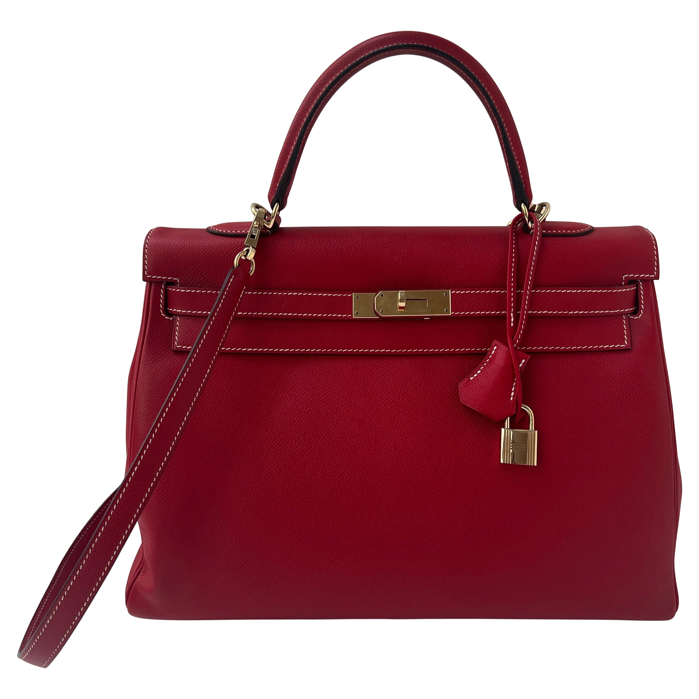 Hermes Red Kelly 35 Bag For Sale