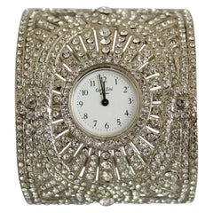Carlo Zini Bracelet/montre unique en strasss des années 1980