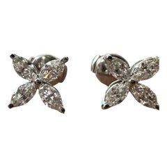 Tiffany Co Victoria Large Earrings 1.62 ct platinum