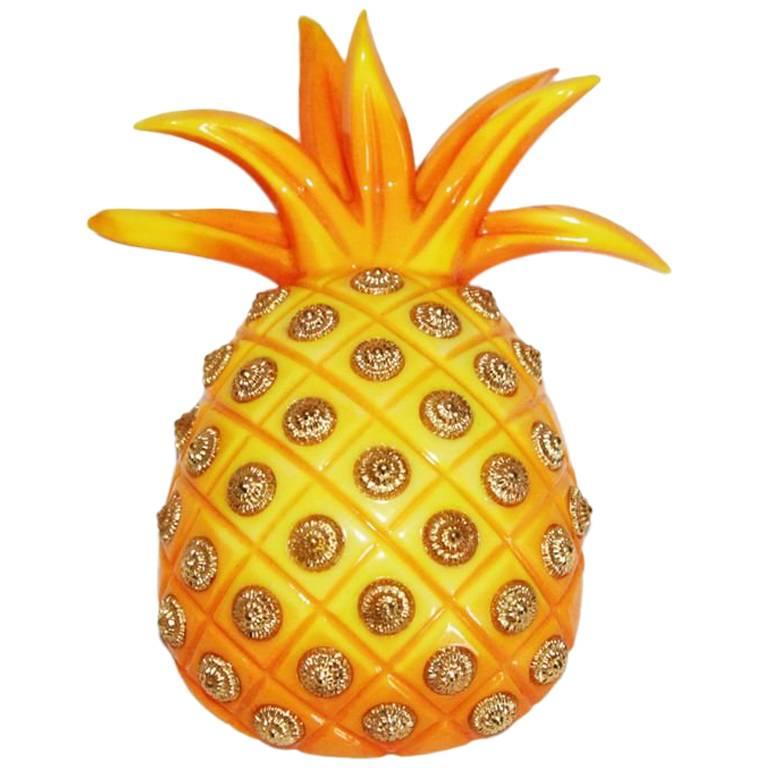 Huge & collectable pineapple brooch of the 80s by Isabel Canovas
