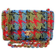 Rara borsa Chanel Vintage Tweed Multicolore Medium Classic Flap Bag 24k GHW 68422