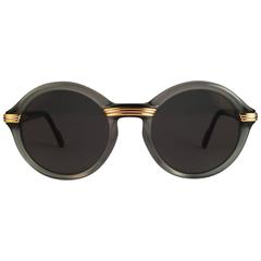 New Cartier Cabriolet Round Jade & Gold 49MM 18K Gold Sunglasses France 1990's 4