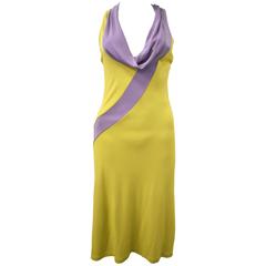 Celine Green and Lilac Jersey Drape Racer Back Dress 3