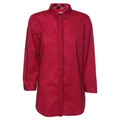 Burberry Brit Camisa de algodón rosa con botones delanteros L