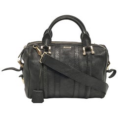 Borsa Burberry in pelle nera a grana grossa