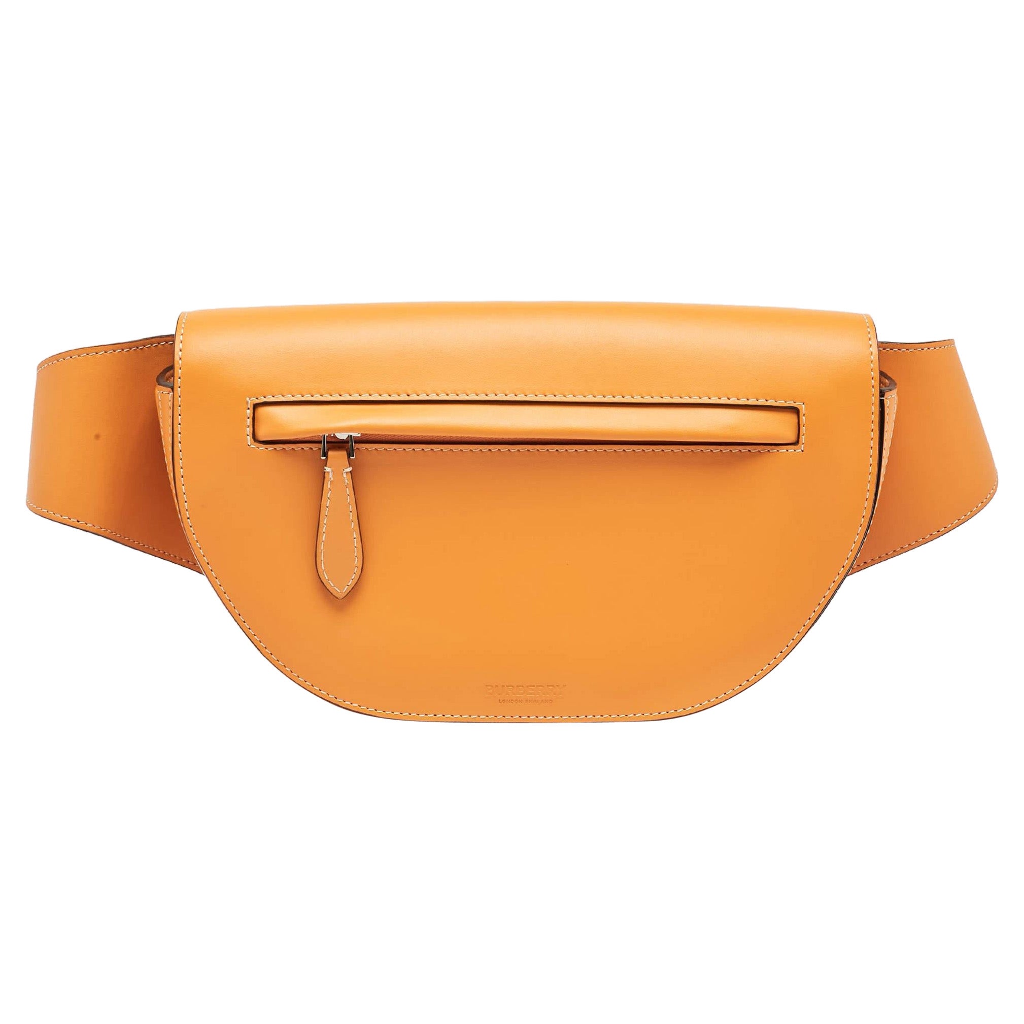 Burberry Orange Leather Small Olympia Bumbag For Sale