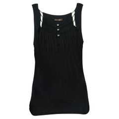 Roberto Cavalli Black Jersey Ruffle Detail Top M