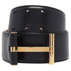 Tom Ford Black Leather T Buckle Wide Belt 75CM