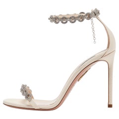 Sandalias Aquazzura Beige Grosgrain Embellished Love Link Talla 39.5
