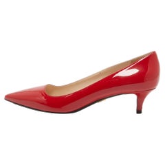 Prada Red Patent Leather Pointed Toe Pumps Size 39.5