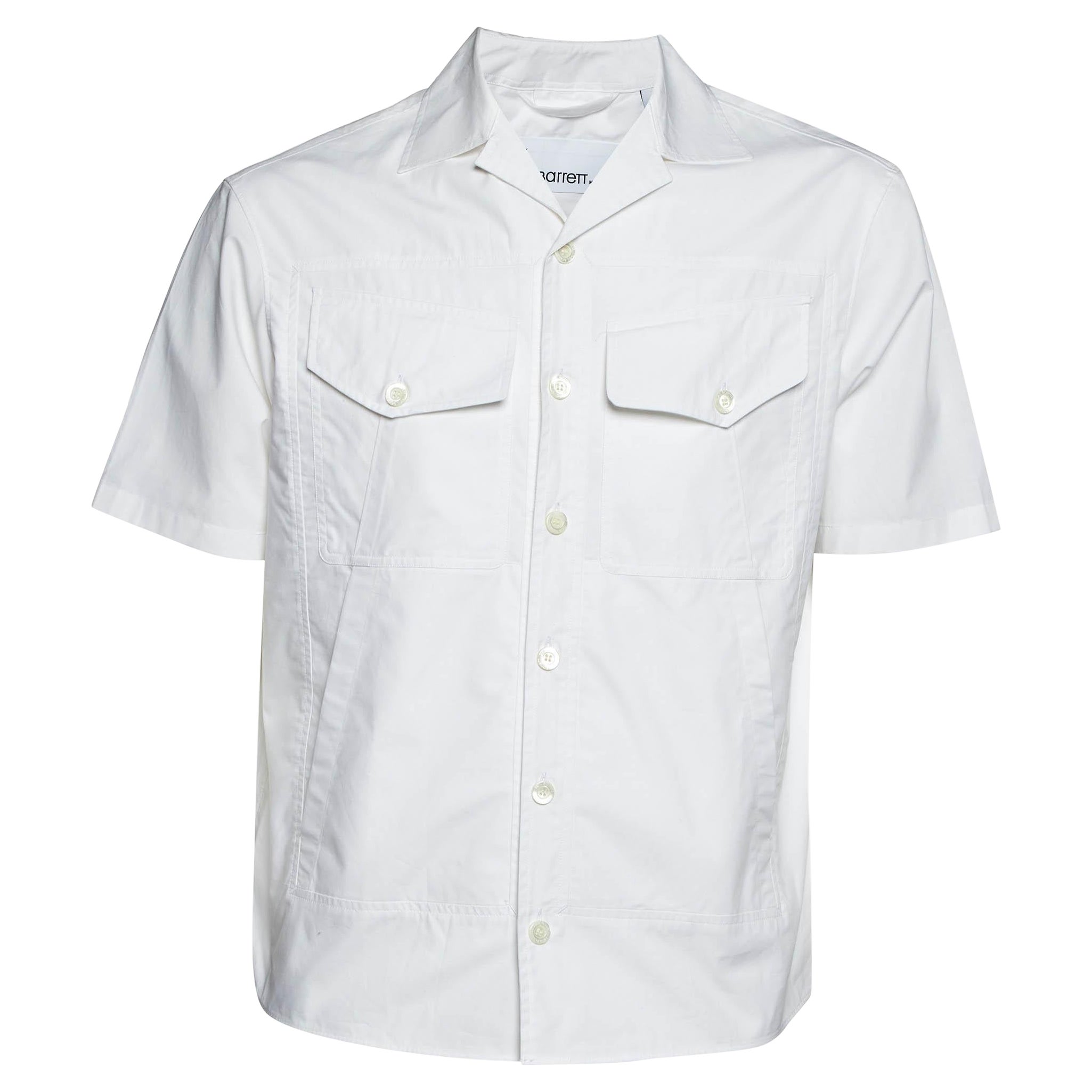 Neil Barrett White Cotton Boxy Fit Short Sleeve Shirt S For Sale