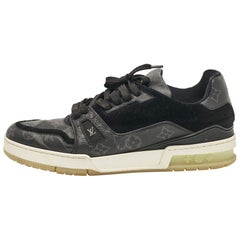 Louis Vuitton Black Canvas and Suede Rivoli Lace Up Sneakers Size 42.5