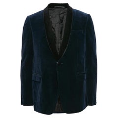 Z Zegna Blau Samt Baumwolle Knopfleiste Drop 8 Blazer XL
