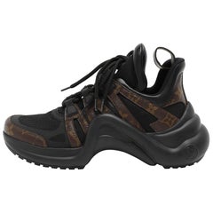 Louis Vuitton Black Monogram Canvas and Mesh Archlight Low Top Sneakers Size 38