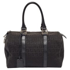 Fendi - Sac Forever Bauletto Boston en toile et cuir Zucchino noir