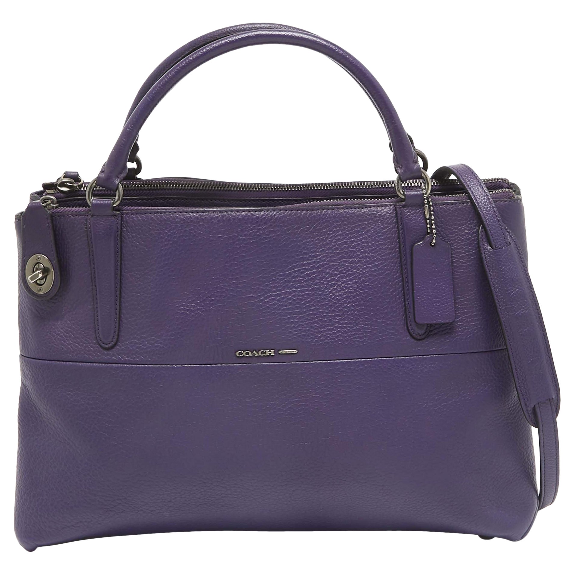 Coach Purple Leather Large Borough Tote