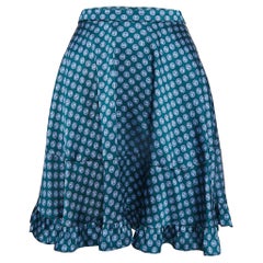 Sandro Green Printed Crepe Mini Skirt S