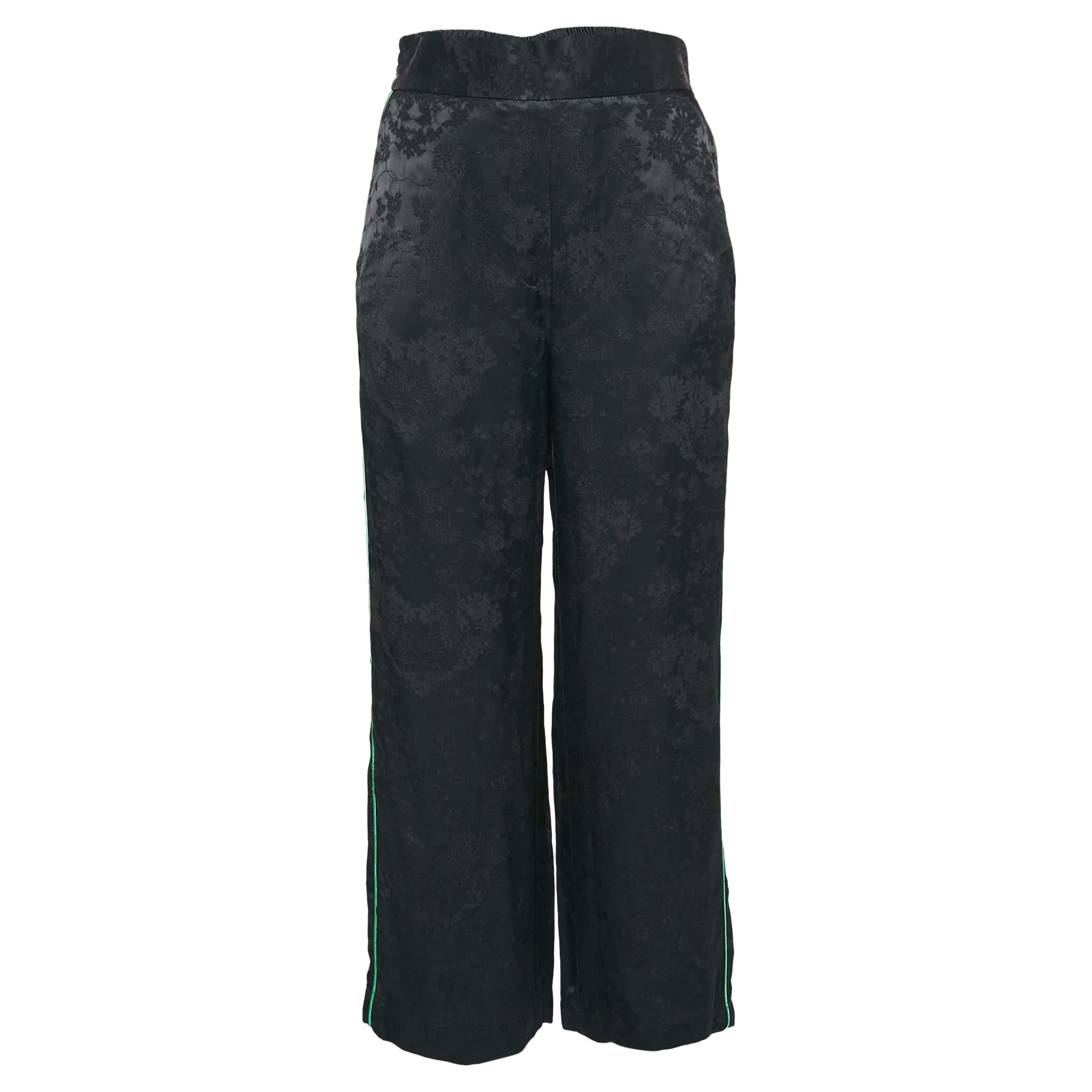 Maje Black Jacquard Wide Leg Trousers L For Sale