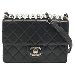 Chanel Black Quilted Leather Chic Pearl Flap Bag